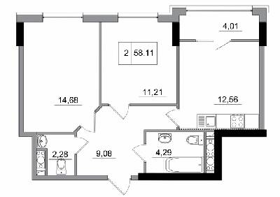 2-комнатная 58.11 м² в ЖГ ARTVILLE от 17 600 грн/м², пгт Авангард