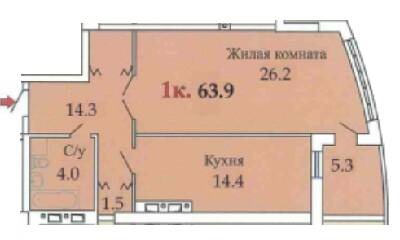 1-кімнатна 63.9 м² в ЖК Одісей від забудовника, Одеса