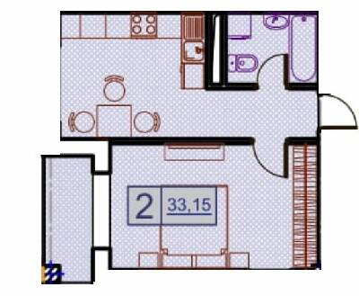 2-комнатная 33.15 м² в ЖК Пространство на Гераневой от 31 850 грн/м², Одесса
