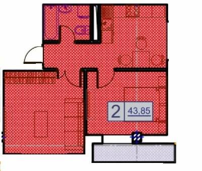 2-комнатная 43.85 м² в ЖК Пространство на Гераневой от 31 850 грн/м², Одесса