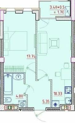 1-комнатная 45.36 м² в ЖК Пространство на Неделина от 26 400 грн/м², Одесса