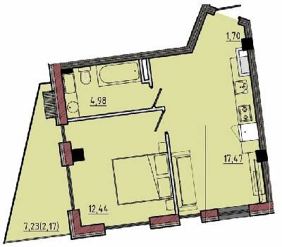 1-кімнатна 38.76 м² в ЖК Простір на 12-й Фонтана від забудовника, Одеса