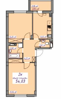 2-комнатная 54.03 м² в ЖМ Седьмое Небо от 16 150 грн/м², пгт Авангард