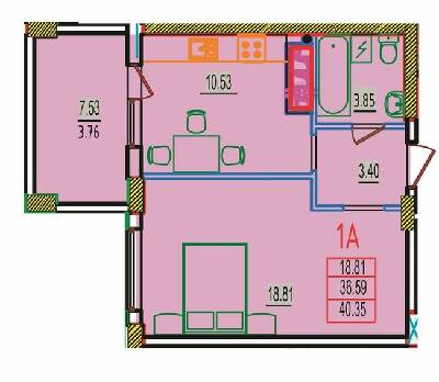 1-кімнатна 40.35 м² в ЖК RosenTal від 16 150 грн/м², с. Лиманка
