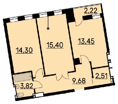 2-комнатная 59.83 м² в ЖК Bauhaus от 36 200 грн/м², Харьков