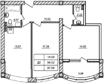 2-кімнатна 67.86 м² в ЖК Будинок біля моря від 18 400 грн/м², м. Южне