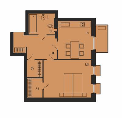 1-кімнатна 49.9 м² в ЖК Бісквітний від 26 250 грн/м², Одеса