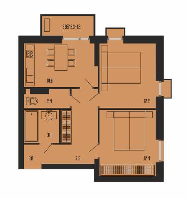 2-комнатная 53.7 м² в ЖК Бисквитный от 24 050 грн/м², Одесса