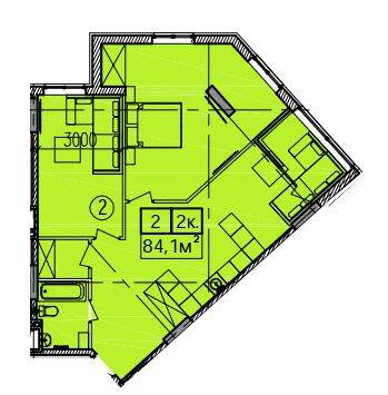 2-кімнатна 84.1 м² в ЖК Скориковський від забудовника, Дніпро