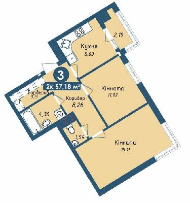2-комнатная 57.18 м² в ЖК Kaiser Park от 20 250 грн/м², Львов