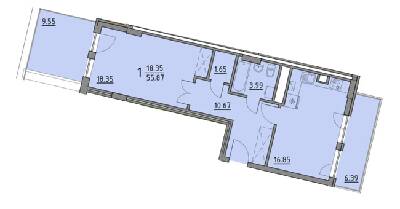 1-комнатная 55.87 м² в ЖК Praud Premium от 37 350 грн/м², Львов