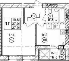 1-кімнатна 37.91 м² в ЖК Галицька Брама від 17 000 грн/м², с. Давидів