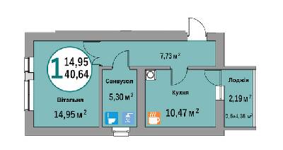 1-комнатная 40.64 м² в ЖК Эко-дом на Батуринской от 39 500 грн/м², Львов