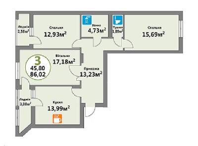3-комнатная 86.02 м² в ЖК Эко-дом на Мечникова 3 от 29 000 грн/м², Львов