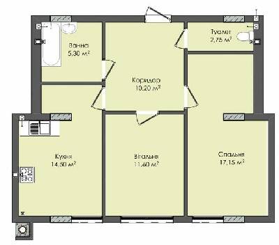 2-комнатная 61.5 м² в ЖК Комфорт Плюс от 17 800 грн/м², г. Дубляны