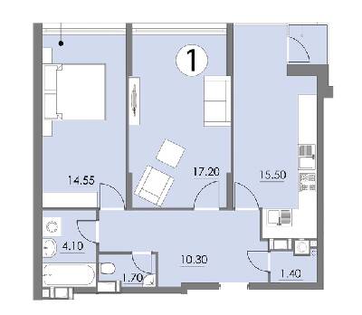 2-комнатная 65.2 м² в ЖК Седьмое Небо от 15 300 грн/м², Львов