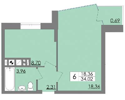 1-комнатная 34.02 м² в ЖК Соната от застройщика, Львов