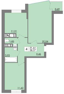 2-комнатная 58.57 м² в ЖК Соната от 15 500 грн/м², Львов