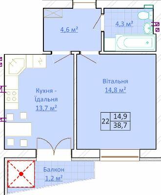 1-комнатная 38.8 м² в КД Довбуш от 22 600 грн/м², г. Трускавец