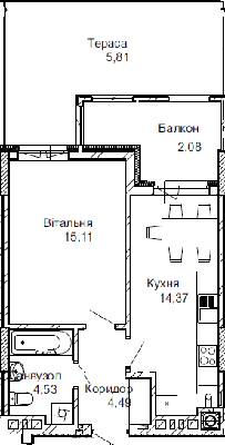 1-комнатная 45.3 м² в ЖК Імперіал от застройщика, г. Трускавец