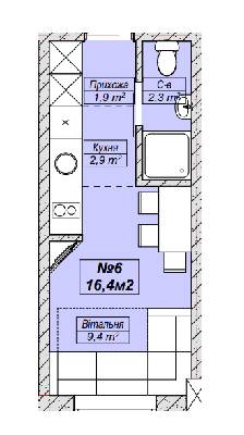 1-кімнатна 16.4 м² в ЖК Петрівський SMART від 16 400 грн/м², с. Святопетрівське
