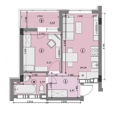 1-комнатная 34.81 м² в ЖК Идея от 17 500 грн/м², с. Гнедин