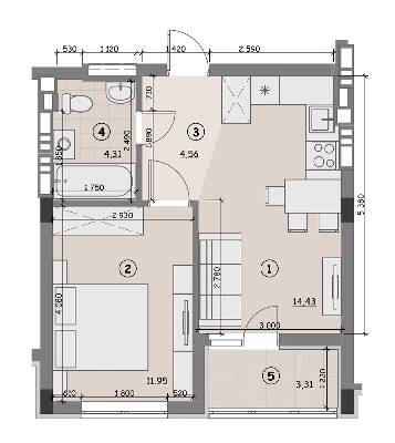 1-комнатная 38.56 м² в ЖК Идея от 14 800 грн/м², с. Гнедин