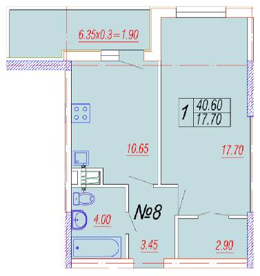 1-кімнатна 40.6 м² в ЖК Лотос Холл від 28 400 грн/м², Одеса