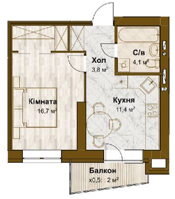 1-кімнатна 38 м² в ЖК Традиція від 15 100 грн/м², с. Зміїнець