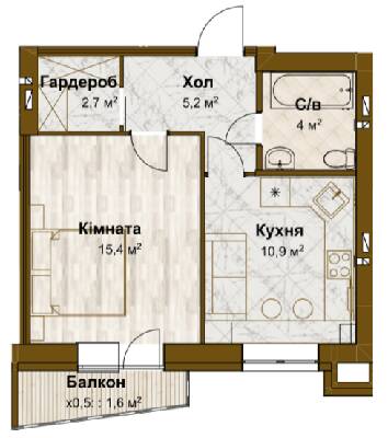 1-комнатная 39.8 м² в ЖК Традиция от 15 100 грн/м², с. Змиенец