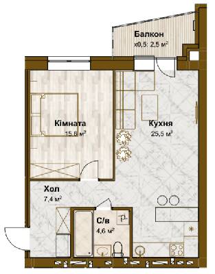 1-комнатная 55.6 м² в ЖК Традиция от 16 250 грн/м², с. Змиенец