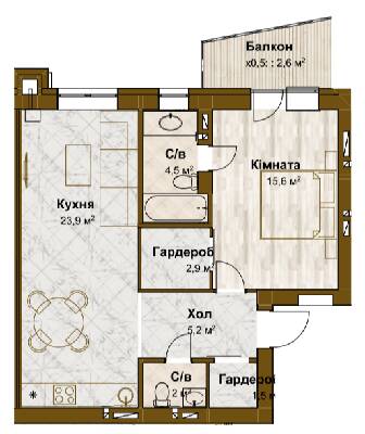1-комнатная 58.2 м² в ЖК Традиция от 16 250 грн/м², с. Змиенец