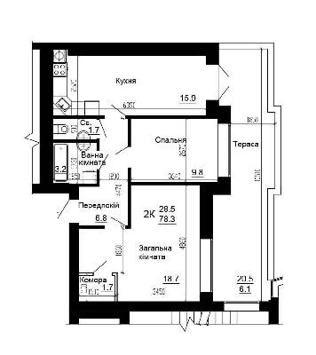 2-комнатная 63.9 м² в ЖК Bavaria City от 15 200 грн/м², с. Крюковщина
