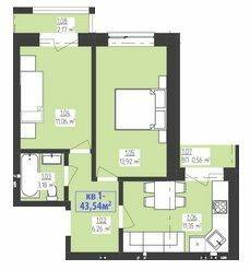 2-кімнатна 43.54 м² в КБ FAMILIYA від 14 850 грн/м², Рівне