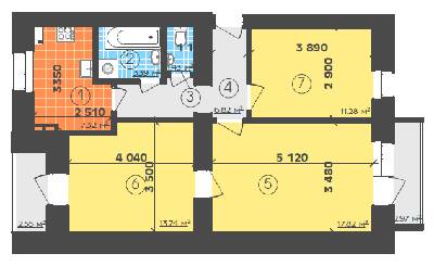 3-кімнатна 60.43 м² в ЖК Кролевець від 7 200 грн/м², м. Кролевець