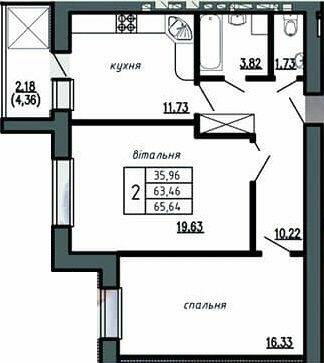 2-комнатная 65.64 м² в ЖК Комфорт Лайф от 11 000 грн/м², г. Чортков