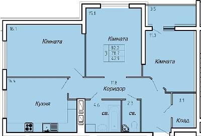 3-комнатная 82.2 м² в ЖК Atlanta Tower от 16 450 грн/м², Тернополь
