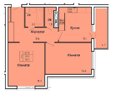 2-кімнатна 62.9 м² в ЖК Atlanta Tower від 16 450 грн/м², Тернопіль