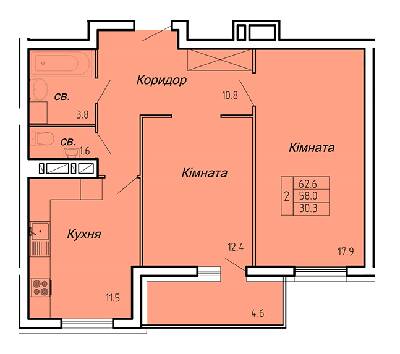 2-комнатная 62.6 м² в ЖК Atlanta Tower от 16 450 грн/м², Тернополь