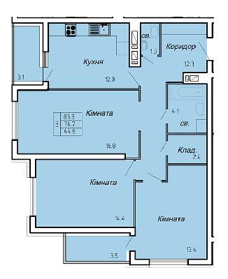 3-кімнатна 83.3 м² в ЖК Atlanta Tower від 16 450 грн/м², Тернопіль