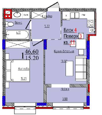1-кімнатна 46.6 м² в ЖК Compass від 24 300 грн/м², Чернівці