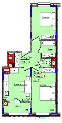 2-кімнатна 59.4 м² в ЖК Compass від 23 750 грн/м², Чернівці