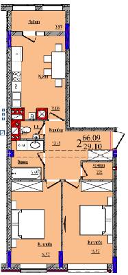 2-кімнатна 66.09 м² в ЖК Compass від 23 750 грн/м², Чернівці