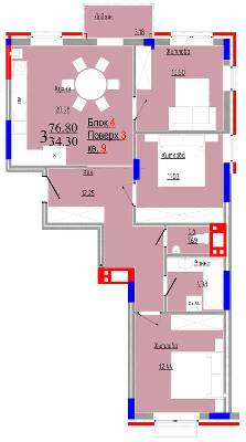 3-кімнатна 76.8 м² в ЖК Compass від 23 750 грн/м², Чернівці
