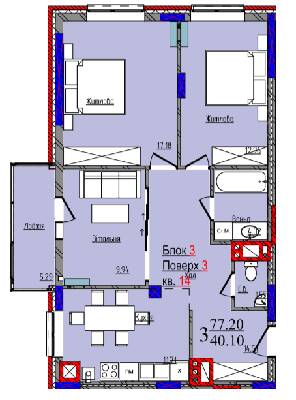 3-кімнатна 77.2 м² в ЖК Compass від 23 750 грн/м², Чернівці