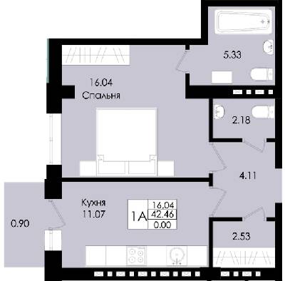 1-кімнатна 42.46 м² в ЖК Французький дім (Зелений Мис) від 18 700 грн/м², с. Крижанівка