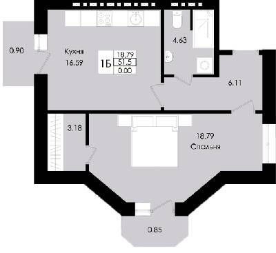 1-кімнатна 51.5 м² в ЖК Французький дім (Зелений Мис) від 18 700 грн/м², с. Крижанівка