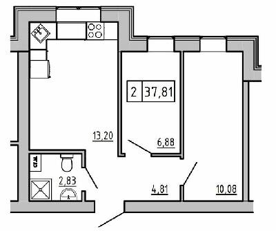 2-комнатная 37.81 м² в ЖК KEKS от 19 650 грн/м², пгт Авангард