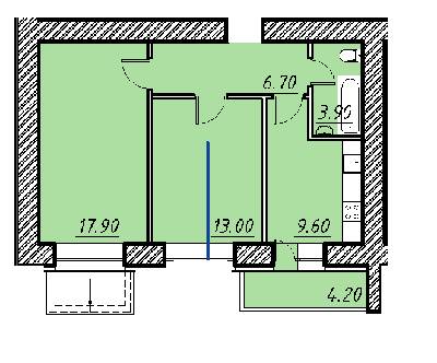 2-комнатная 52.4 м² в ЖК Свитанок от 16 650 грн/м², г. Борисполь