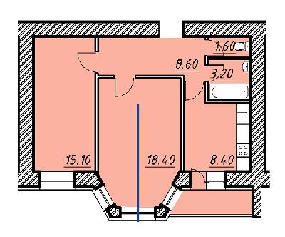 2-кімнатна 57.2 м² в ЖК Світанок від 16 650 грн/м², м. Бориспіль